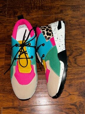 Outwoods Xpress-1 Multicolor Retro Neon Vibrant Chunky Sneakers Leopard Speckled